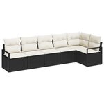 Ensemble de canapé de jardin 6 pièces avec coussins poly rattan noir