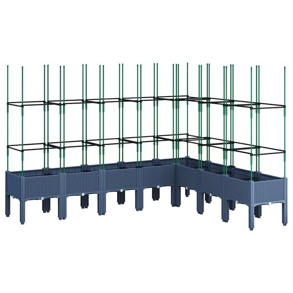 vidaXL Jardinière avec treillis bleu gris 200x160x142 5 cm PP