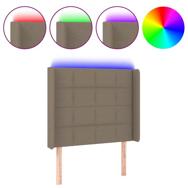 vidaXL Tête de lit à LED Taupe 83x16x118/128 cm Tissu