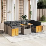 vidaXL Salon de jardin avec coussins 10 Pièces gris résine tressée