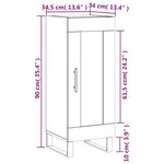 vidaXL Buffet Sonoma gris 34 5x34x90 cm Bois d'ingénierie