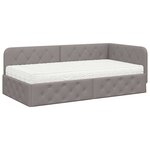 vidaXL Cadre de lit d'angle avec matelas Taupe 100 x 200 cm tissu