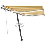 vidaXL Auvent manuel rétractable avec LED 300x250 cm Jaune et blanc