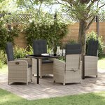 vidaXL Ensemble de salle à manger de jardin 5 pièces avec coussins gris clair en poly rattan