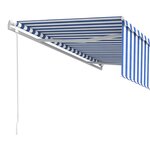 vidaXL Auvent rétractable automatique avec store 5x3 m Bleu et blanc