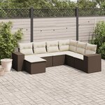 vidaXL Salon de jardin avec coussins 7 Pièces marron résine tressée