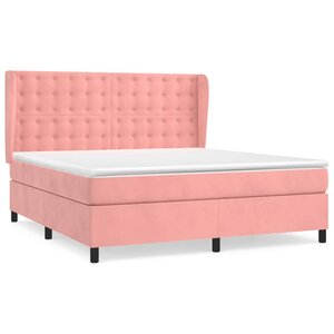 vidaXL Sommier à lattes de lit avec matelas Rose 160x200 cm Velours