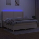vidaXL Sommier à lattes de lit matelas et LED Crème 200x200 cm Tissu