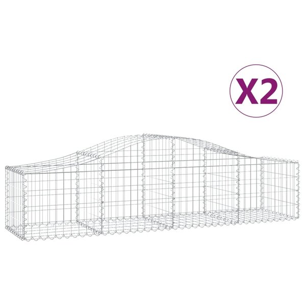 vidaXL Paniers à gabions arqués 2 Pièces 200x50x40/60 cm fer galvanisé