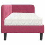 vidaXL Cadre de lit d'angle avec matelas Bordeaux 80 x 200 cm Velours