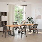 vidaXL Table à manger avec bord naturel 280x100x74cm bois massif chêne