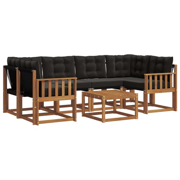 vidaXL Ensemble de canapés d'extérieur 7 Pièces Naturel et Noir