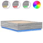 vidaXL Cadre de lit avec LED sans matelas sonoma gris 140x200 cm