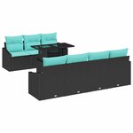 vidaXL Ensemble de canapé de jardin 8 Pièces Noir et Bleu polyrotin