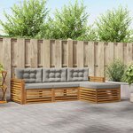 vidaXL Ensemble de canapés d'extérieur 4 pc Gris Naturel et Clair