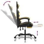 vidaXL Chaise de jeu pivotante et repose-pied Noir et doré Similicuir