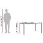vidaXL Table de jardin avec dessus en verre marron résine tressée