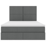 vidaXL Lit de rangement LED avec matelas Gris foncé 140 x 190 cm Tissu