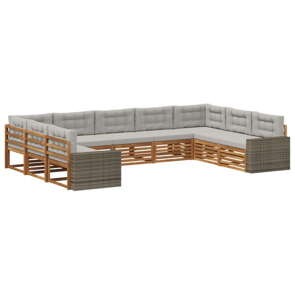 vidaXL Ensemble de canapés d'extérieur 9 pc Naturel et gris clair