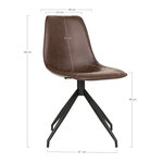 Chaise de salle à manger en cuir synthétique avec pivot marron foncé et pieds noirs