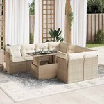 vidaXL Salon de jardin avec coussins 9 Pièces beige résine tressée
