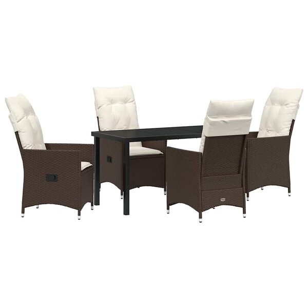 vidaXL Ensemble de salle à manger pour jardin 5 Pièces Marron Poly rotin