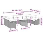 vidaXL Ensemble de canapé de jardin avec coussin 11 Pièces Noir polyrotin