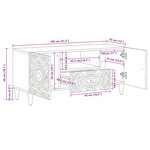 vidaXL Meuble TV Blanc 105 x 33 5 x 46 cm Bois de mangue massif