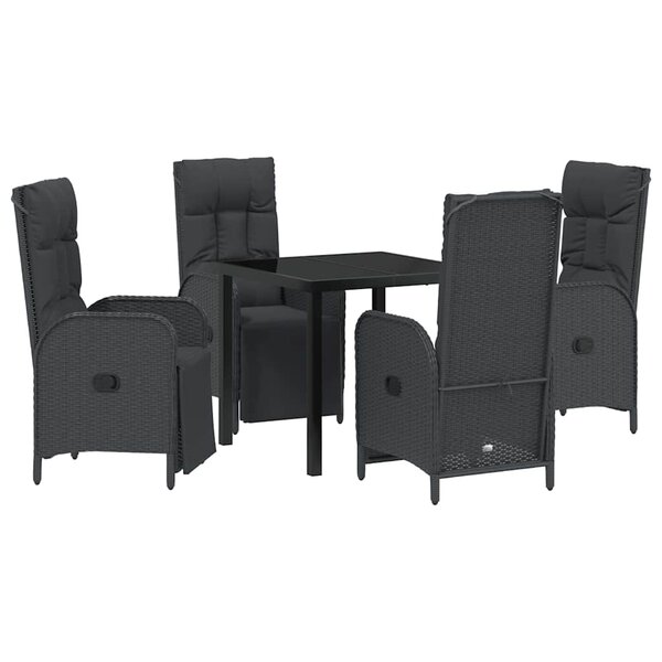 vidaXL Ensemble de salle à manger pour jardin 5 Pièces Noir polyrotin