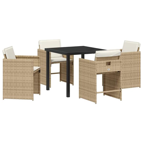 vidaXL Ensemble de salle à manger pour jardin 5 Pièces Beige Poly rotin