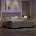 vidaXL Lit à ressorts avec matelas avec LED Taupe 200 x 200 cm tissu