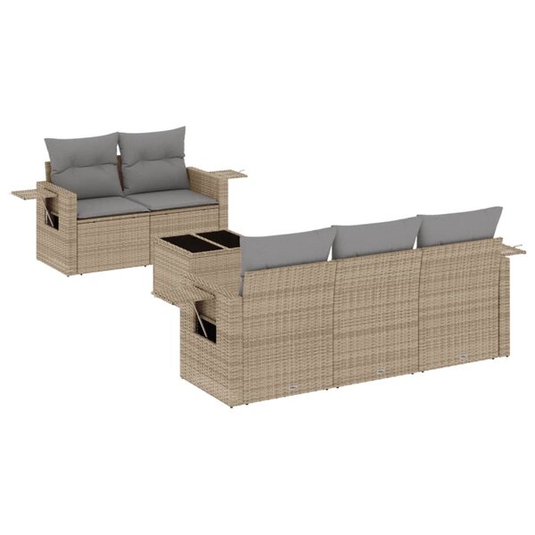 vidaXL Salon de jardin avec coussins 6 Pièces beige résine tressée
