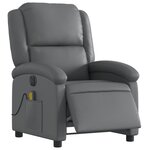 vidaXL Fauteuil de massage inclinable électrique gris similicuir