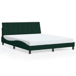 vidaXL Cadre de lit avec LED sans matelas Hanko vert foncé 160x200 cm velours