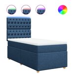 vidaXL Sommier à lattes de lit avec matelas Bleu 90x190 cm Tissu