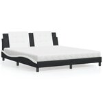 vidaXL Lit avec matelas noir et blanc 180x200 cm similicuir