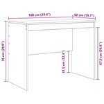 vidaXL Bureau d'écriture Chêne de Sonoma MDF avec placage 100 x 50 x 76 cm