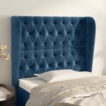 vidaXL Tête de lit avec oreilles Bleu foncé 103x23x118/128 cm Velours