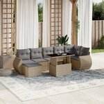 vidaXL Salon de jardin avec coussins 8 Pièces beige résine tressée