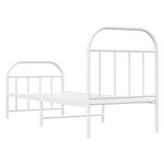 vidaXL Cadre de lit métal avec tête de lit/pied de lit blanc 75x190 cm