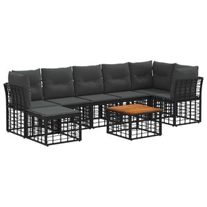 vidaXL Ensemble de canapés d'extérieur 8 Pièces Noir et Gris foncé
