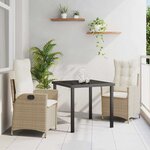 vidaXL Ensemble de salle à manger pour jardin 3 Pièces Beige polyrotin