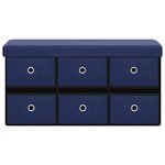 Banc banquette de rangement pliable 76 x 38 x 38 cm faux lin bleu 02_0010816