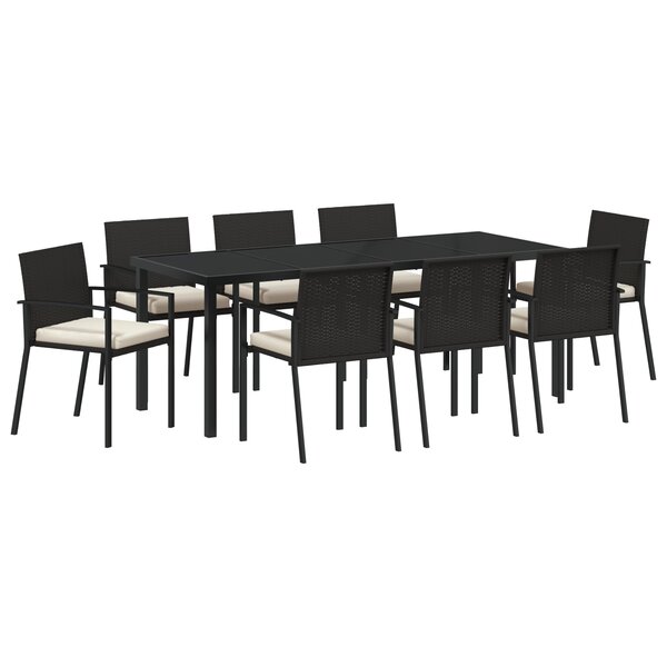 vidaXL Ensemble de salle à manger de jardin 9 pièces Noir Rotin poly