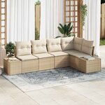 vidaXL Ensemble de canapé de jardin 5 Pièces Beige polyrotin