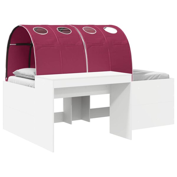 vidaXL Lit haut pour enfants avec bureau Blanc et rouge