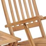 vidaXL Chaise longue de jardin avec repose-pied et table Bois de teck