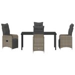 vidaXL Set de dîner de jardin 5 pièces avec coussins Gris Rotin Poly