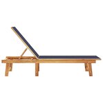 vidaXL Chaise longue bleu bois d'acacia solide et textilène