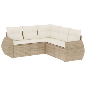 vidaXL Salon de jardin avec coussins 5 Pièces beige résine tressée